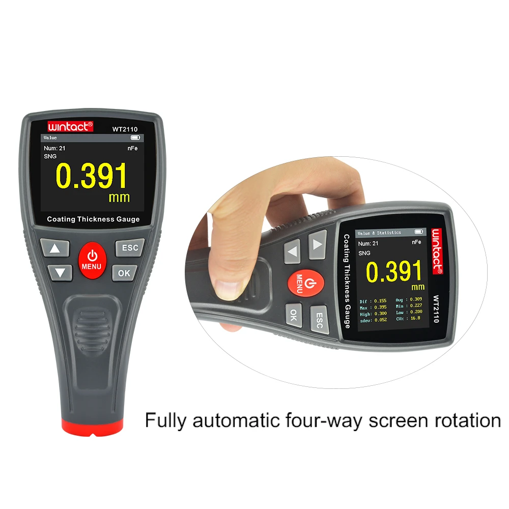 Толщиномер для покрытия Gt2110 Wt2110 двухцелевый толщиномер из железа и алюминия