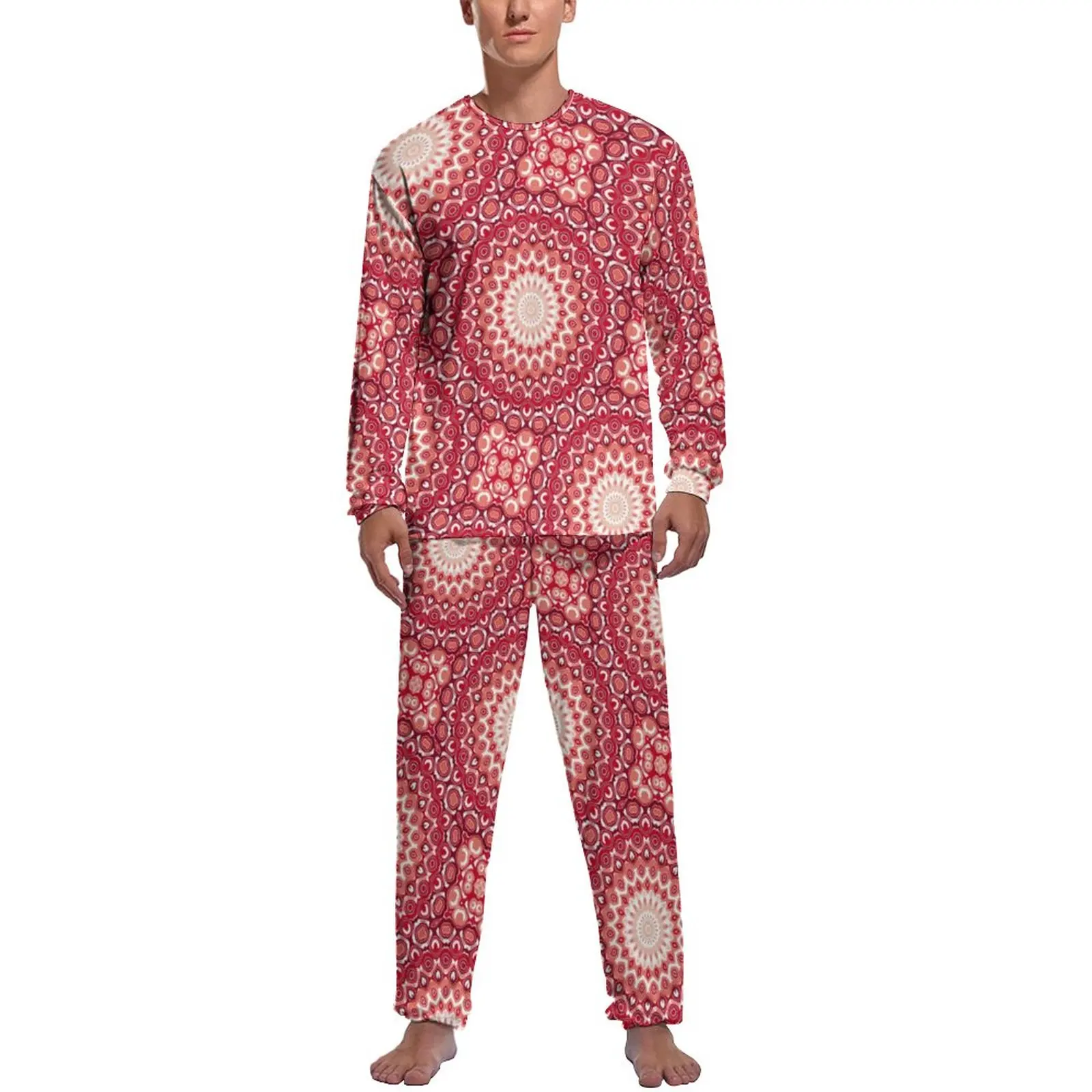 Bright Mandala Pajamas Autumn 2 Piece Vintage Bohemia Romantic Pajama Sets Man Long Sleeves Night Graphic Nightwear