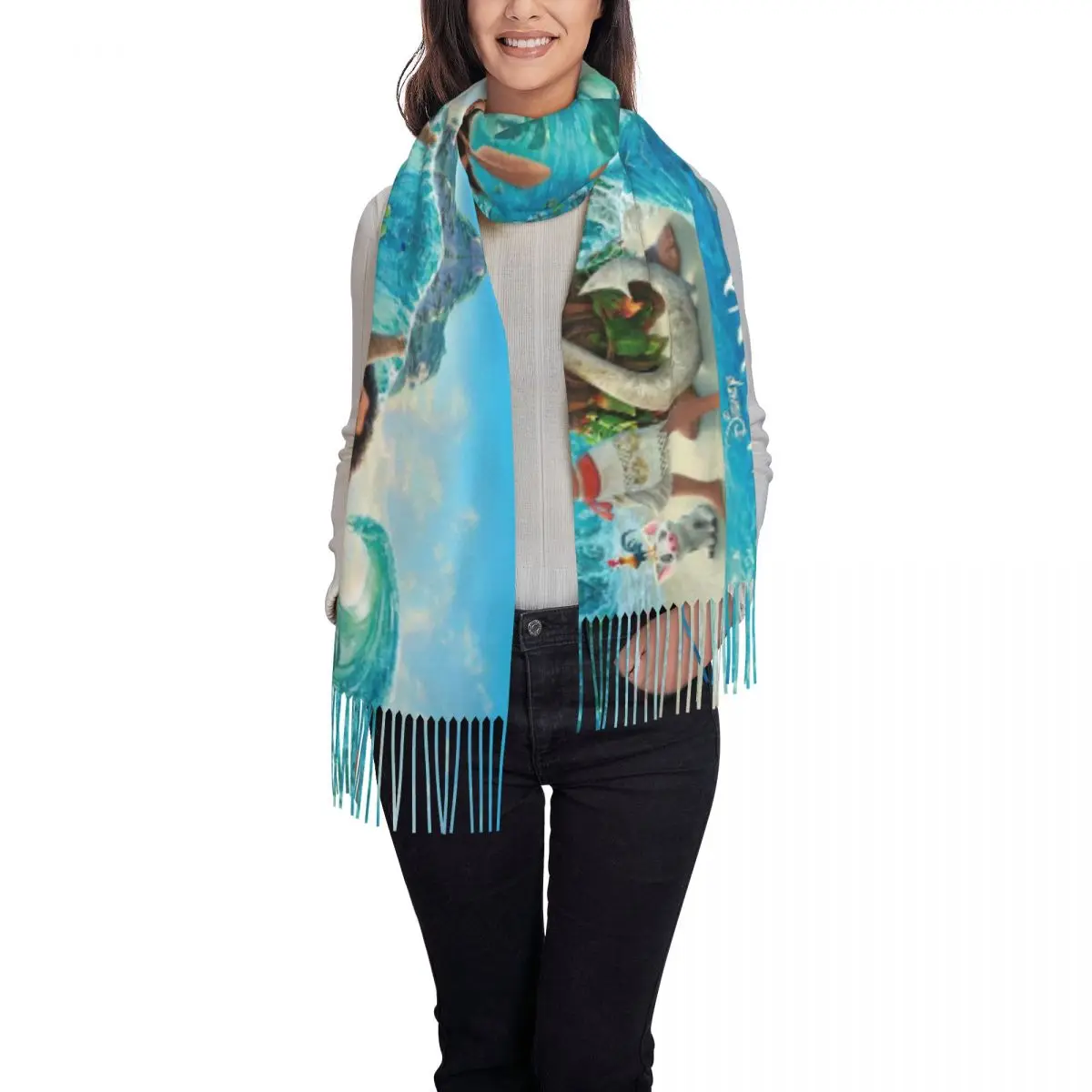 Изготовленный на заказ шарф Moana-Ocean Floor без рамы женские длинные зимние теплые