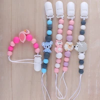 cartoon baby silicone pacifier chain silicone pendant beaded pacifier clip chains boy girl dummy feeding clip soother chain