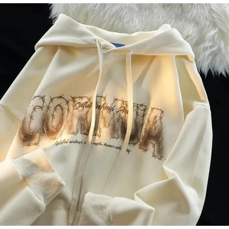 

Свободная креативная толстовка с капюшоном и надписью в стиле оверсайз, модная рубашка с длинным рукавом, Повседневная Толстовка Унисекс