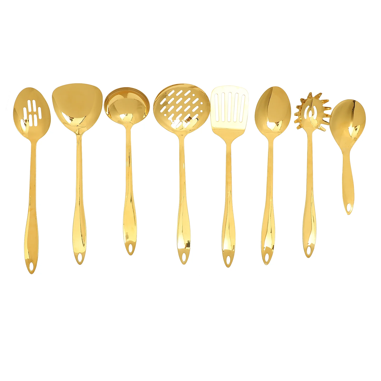 

Набор кухонной утвари из нержавеющей стали, набор металлических аксессуаров, золотой кухонный инструмент, лопатка, ложка, не китайская кухо...