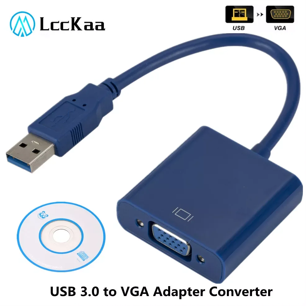 

Кабель-адаптер USB 3,0 на VGA, внешняя видеокарта, конвертер мультидисплея, адаптер для ПК, ноутбука, Windows 7, 8, 10
