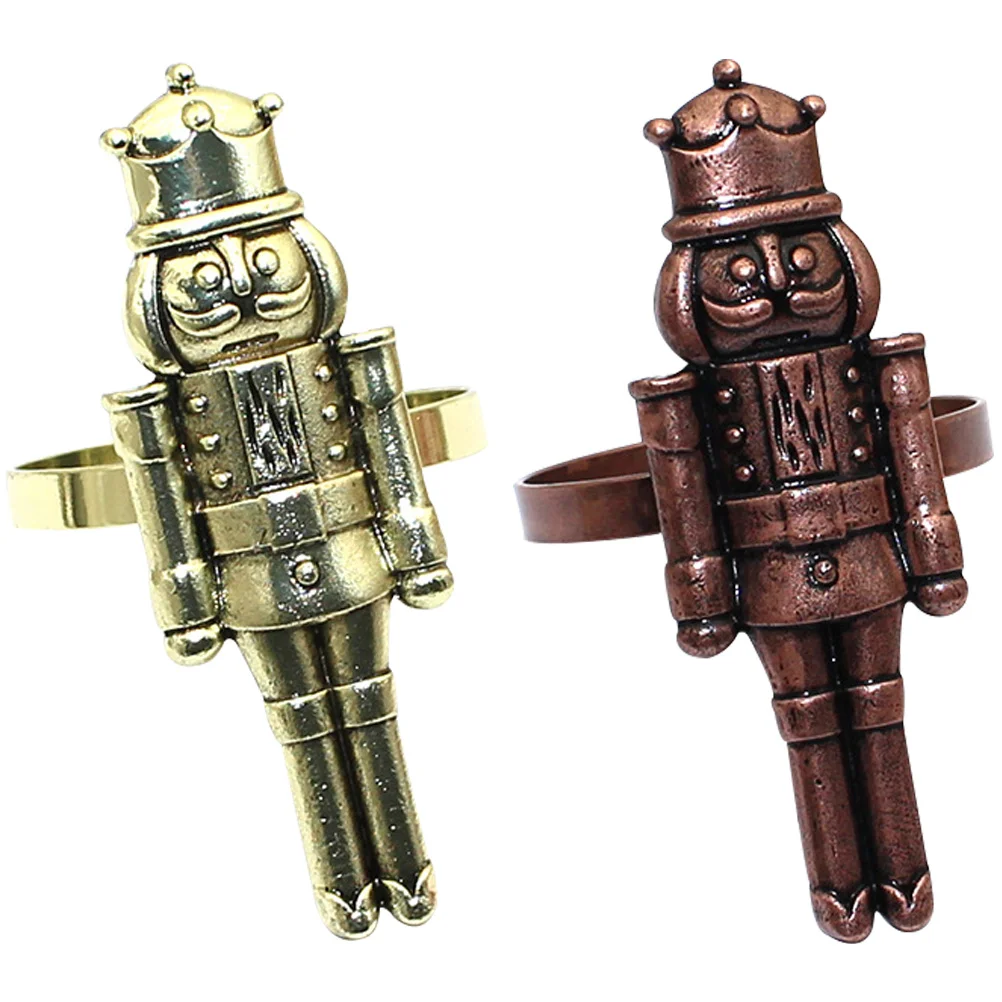 

2pcs Nutcracker Napkin Rings Nutcracker Napkin Ring Buckles Banquet Dinner Christmas Table Decoration