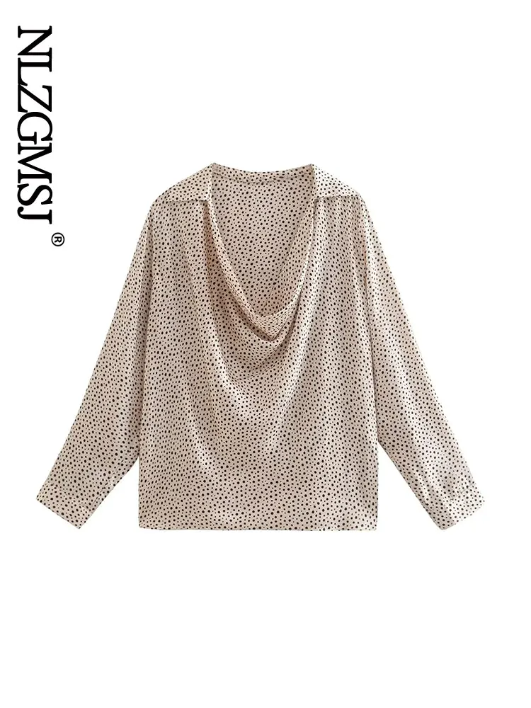 

Nlzgmsj 2022 Dot Print Blouse Shirt Women V Neck Vintage Sexy Long Sleeve Tops Autumn Spring Casual Office Ladies Blouse Women