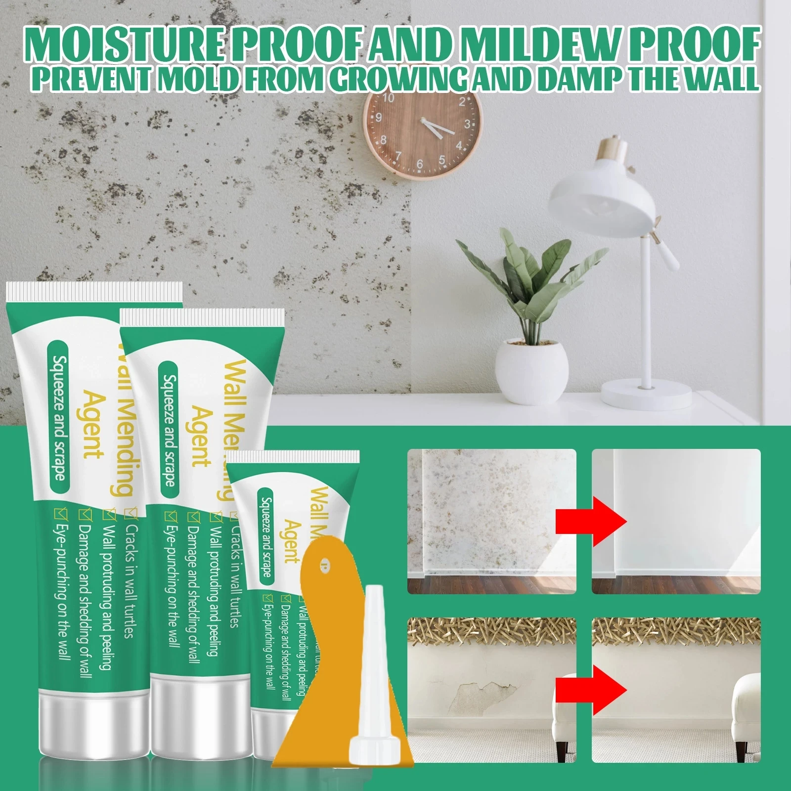 

Wall Mending Agent 20/40/100g with Scraper Board Household Walls Peeling Graffiti Gap Repair Paste/Cream Crack Adhesives