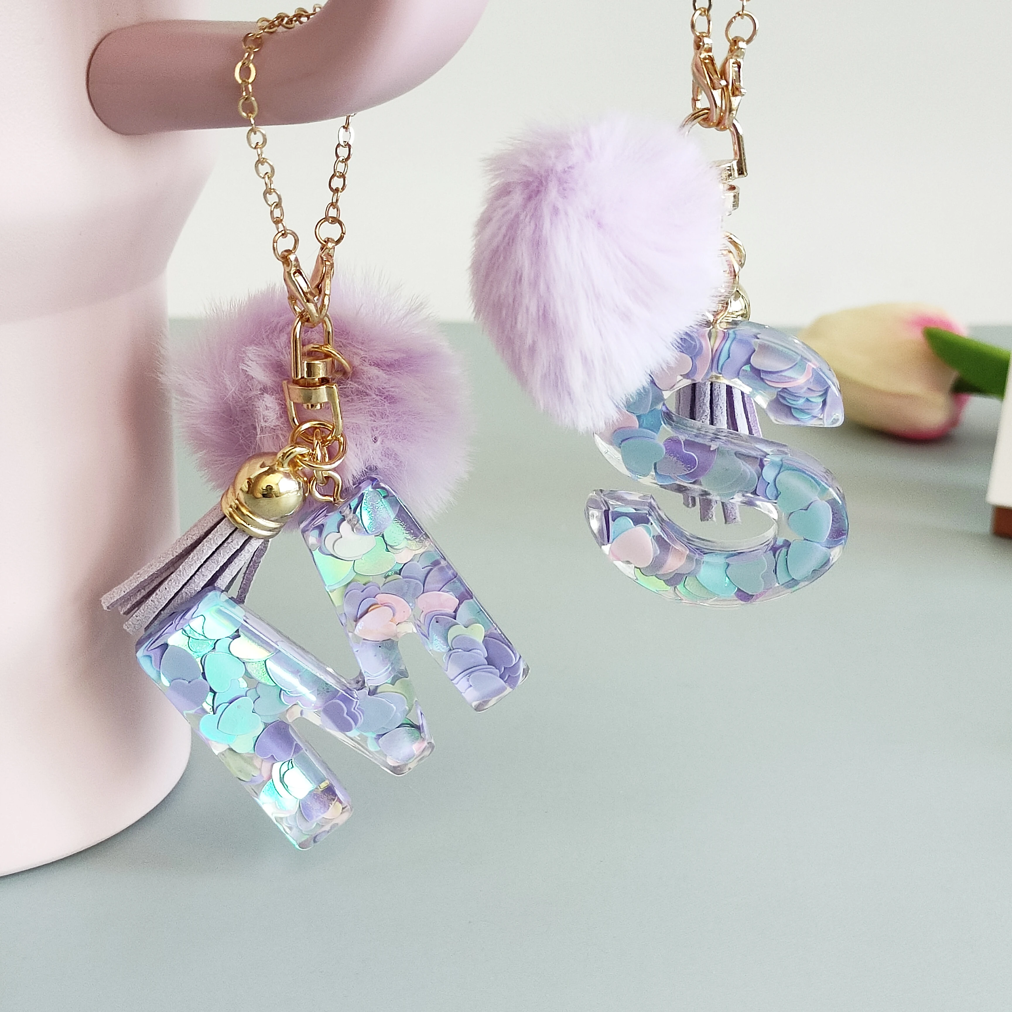 Блестящие модные брелоки с подвесками в виде букв искусственной ручкой