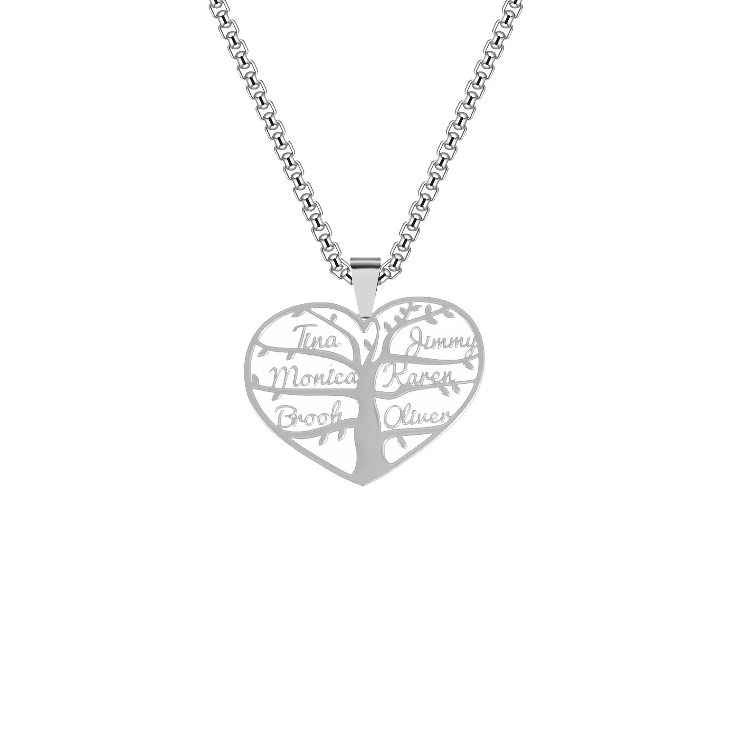 Ожерелье из нержавеющей стали с персонализированным именем и камнем семейное