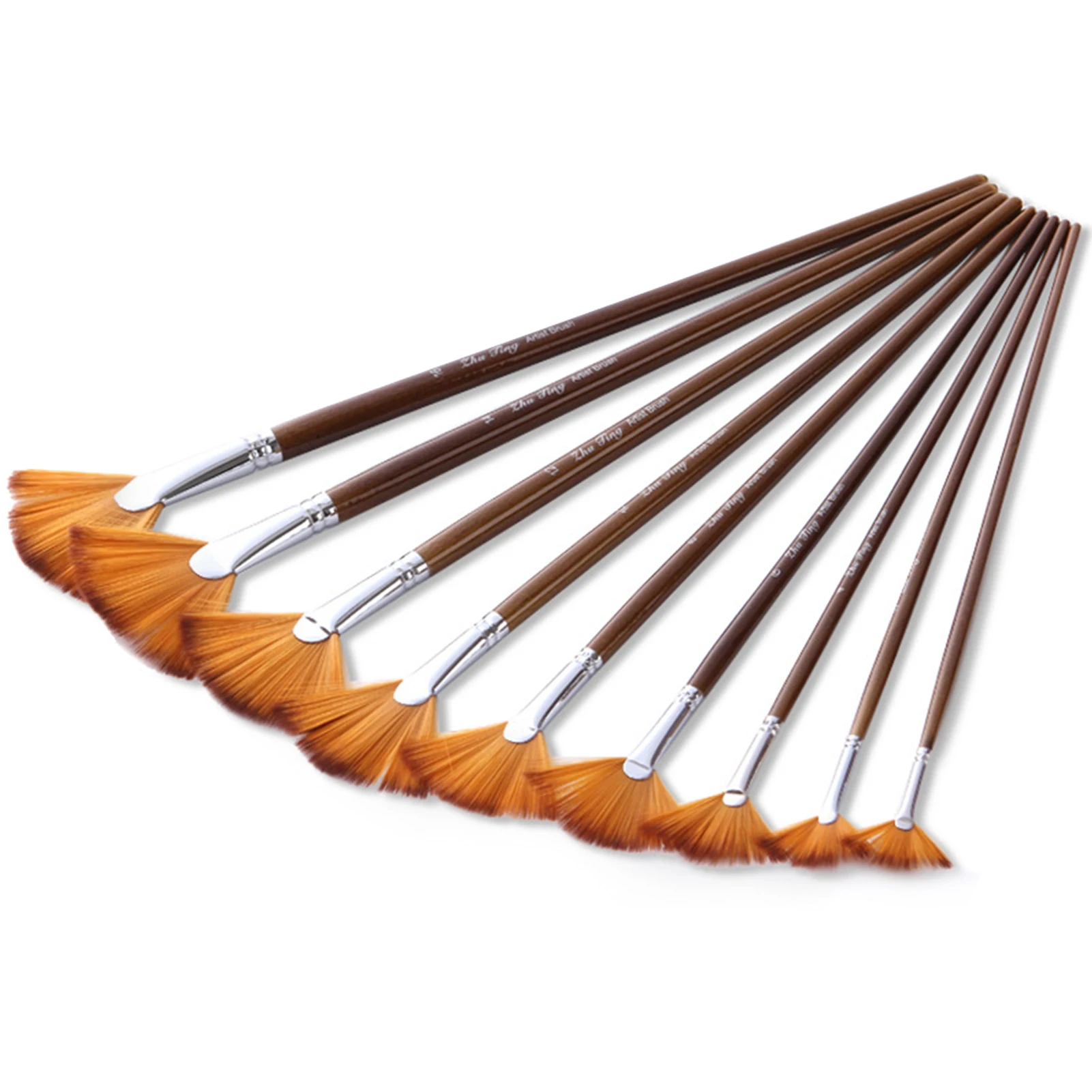 

9pcs Fan Painting Pen Acrylic Oil Drawing Watercolor Gouache Professional Paint Brush Set Soft Nylon Hair Paintbrush Art Supply