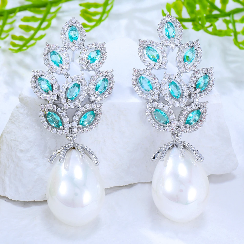 

Soramoore New DIY Shiny CZ Pearl Earrings For Women Bridal Wedding Girl Daily Surper Jewelry High Quality Hot Romantic Fashion