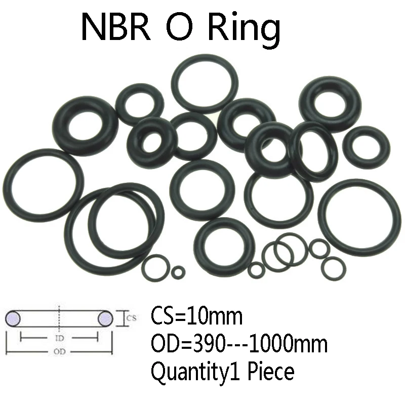 

1 шт. CS 10 мм NBR резиновое уплотнительное кольцо автомобильное черное уплотнительное кольцо масляная уплотнительная прокладка OD 390 --- 1000 мм