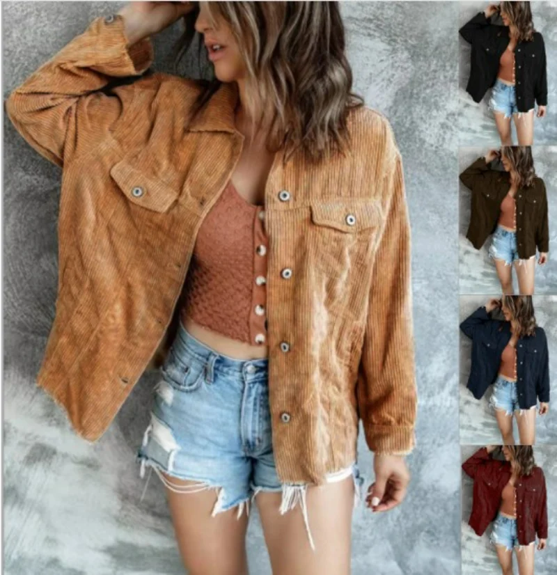 

Женская Однотонная рубашка с отложным воротником, повседневная куртка в стиле Харадзюку, новинка 2023