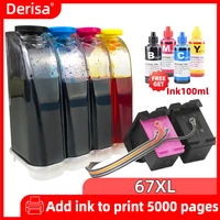 CISS Bulk Ink Compatible for HP 67 XL Ink Cartridge Deskjet 4125 4132 4133 4135 4136 4140 4152 4155 4158 4165 4168 4172 Printer
