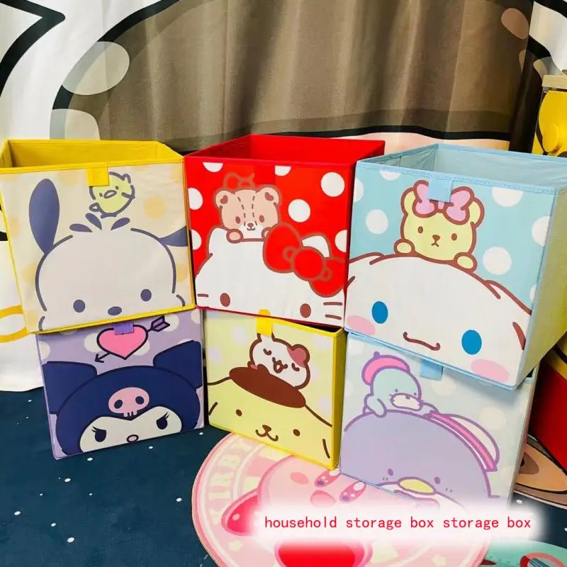 

Sanrios Hello Kittys Storage Box Anime Cinnamoroll Leather Kawaii Cartoon Household Storage Office Dormitory Toy Drop Box