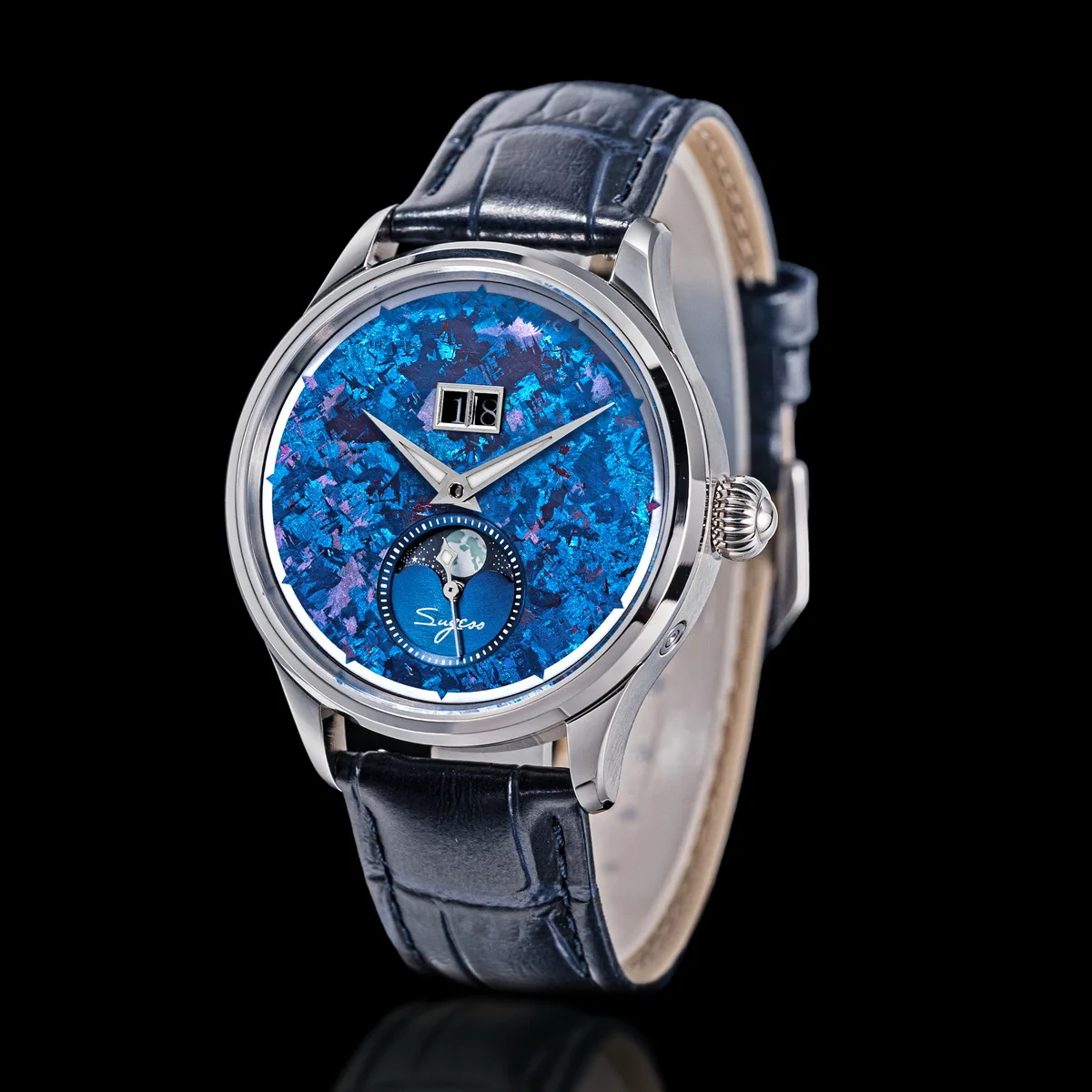 Фото Мужские часы Sugess Moonphase ST2528 с автоматическим механическим механизмом, водонепроницаемые, с сапфировым стеклом, титановым циферблатом S401 №3