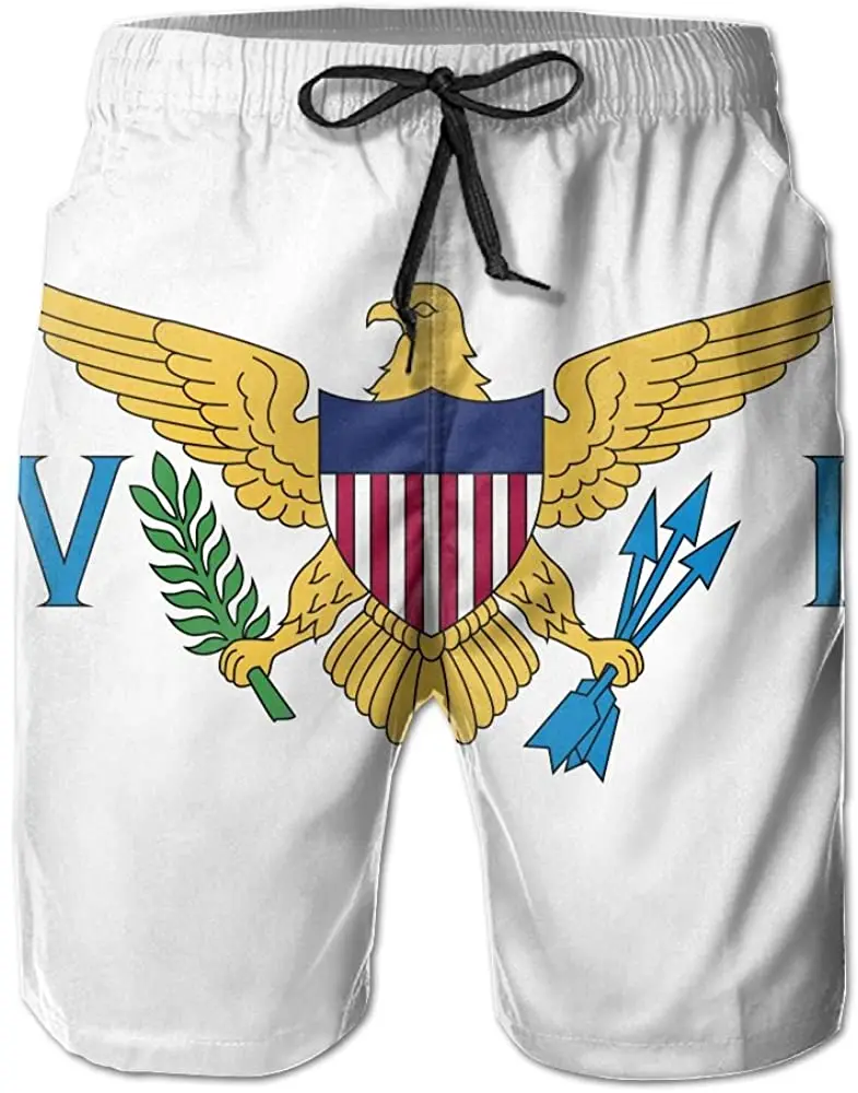 

Men's Board Shorts Flag Of Virgin Islands Swim Trunks Summer Beach Shorts