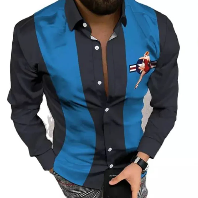 Printed Shirts For Men Designer Clothes Blouses Luxury Streetwear Button Up Harajuku Vintage Shirt Camisas Elegantes Para Hombre