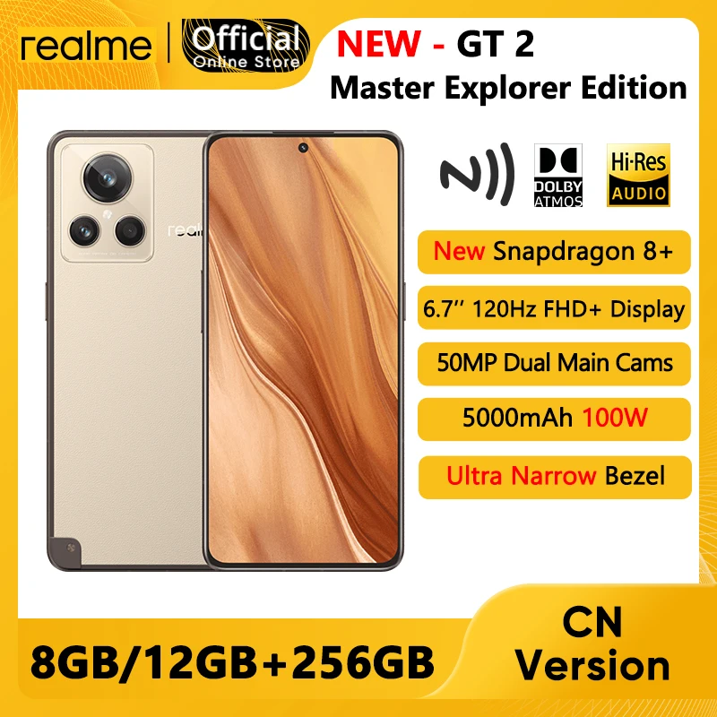 realme GT 2 Master Explorer Smartphone Snapdragon 8 Gen 1 Plus 6.7'' Display 5000mAh 100W 50MP Triple Cameras realme GT2 Master