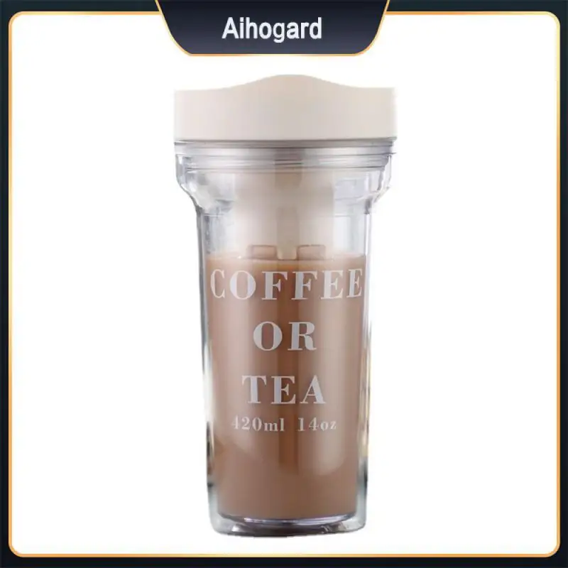 

Креативная многоразовая чашка для молока и чая, пластиковая Повседневная чашка, чашка для воды, бутылка для воды, портативные уличные модные кружки Ins, прозрачные 420 мл