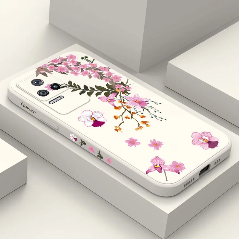 

Peach Blossoms Phone Case For Xiaomi Poco M5S X5 F4 X4 M4 F3 X3 M3 F2 X2 Pro C40 4G 5G GT Liquid Silica Cover