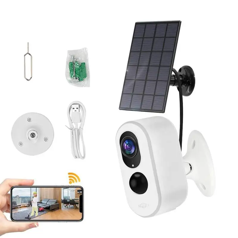 

Wifi Camera Indoor Solar Powered Wireless House Camera Support Human Detection Camera Night Vision With Two-way Audio And