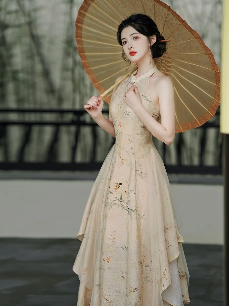 Женское платье без рукавов Элегантное повседневное платье-Ципао в стиле ретро