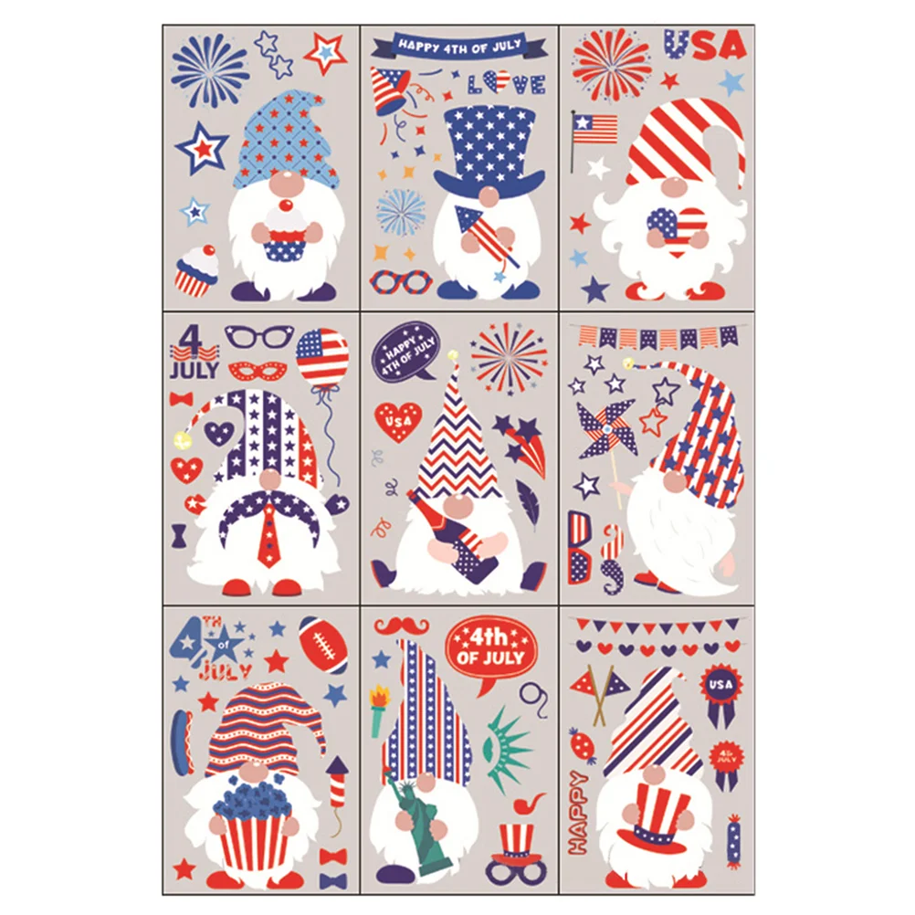 

Sheets Independence Day Double-side Decal Electrostatic Faceless Doll Stickers