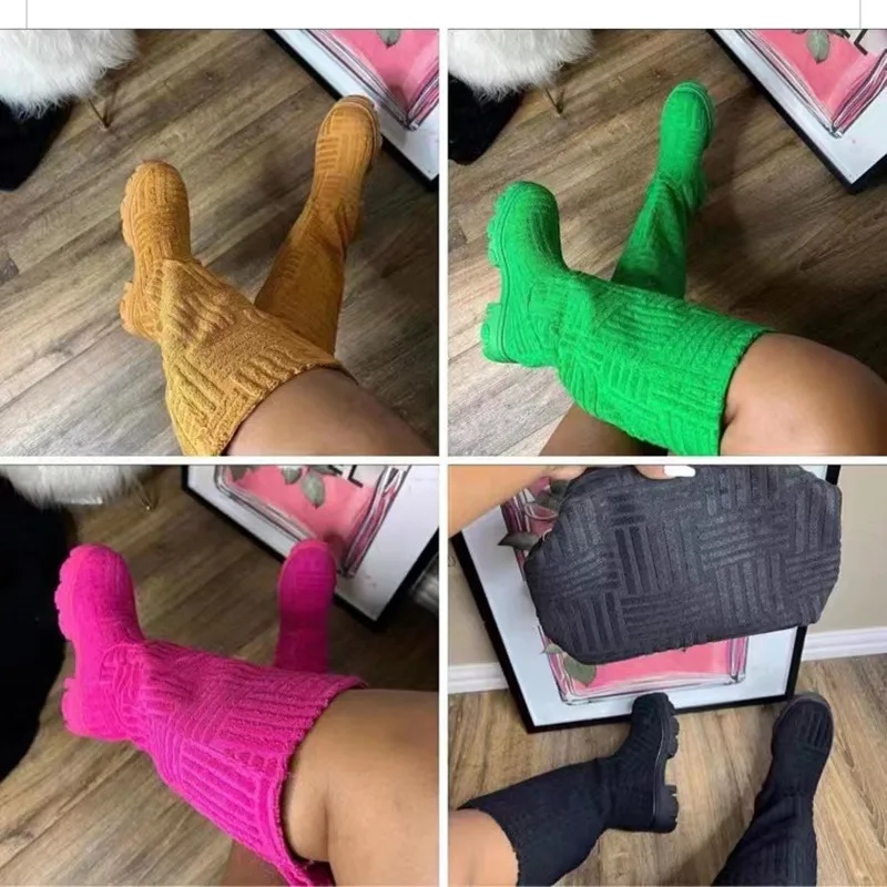 

Autumn and Winter 2022 New European and American Large Fashion Heavy Heel Mid Rise Boots