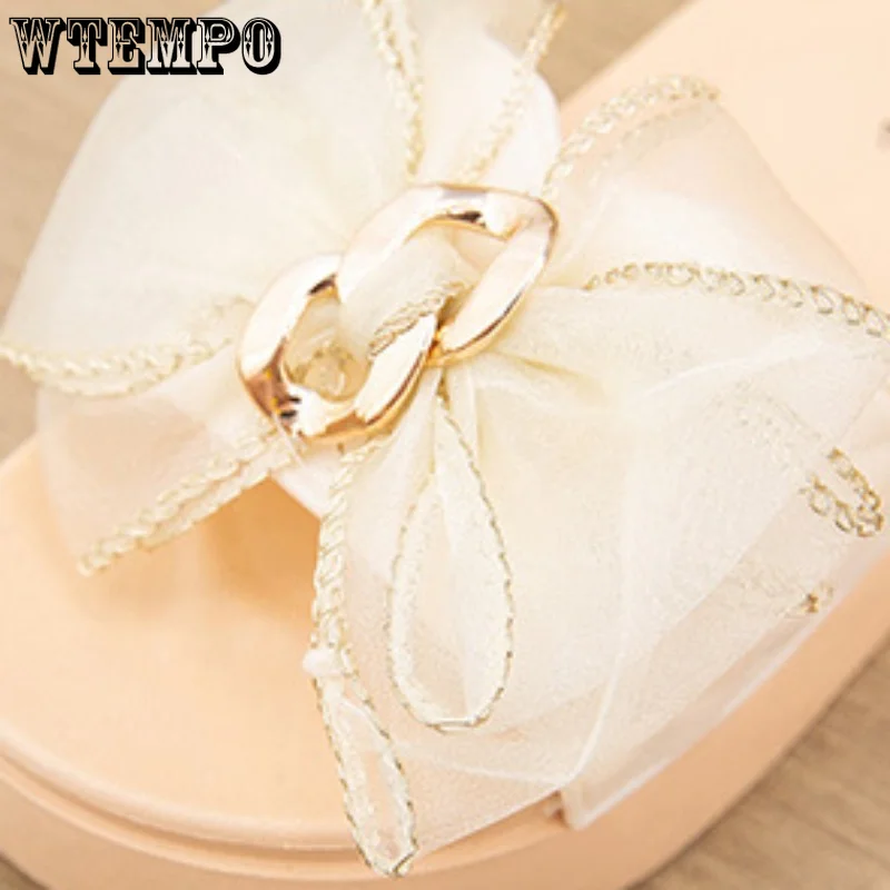 WTEMPO Women Bow Summer Sandals Indoor Outdoor Beach Shoes Fashion Thick Platform Slippers Women's Flip Flops Wholesale