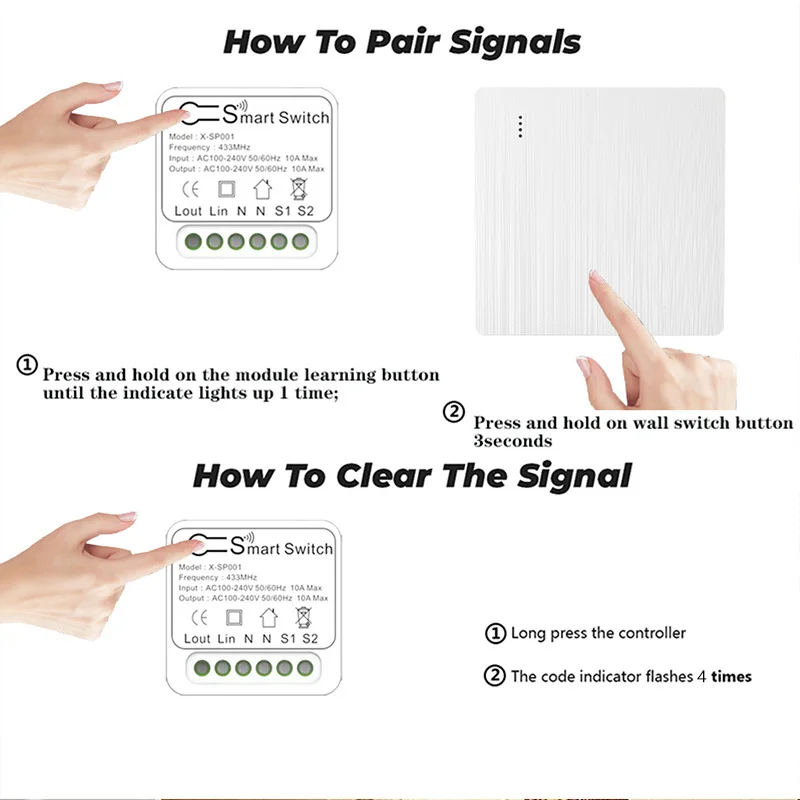 AXUS ЕС 10 А мини RF 433 МГц умный сделай сам беспроводной переключатель 110 В 220 модуль