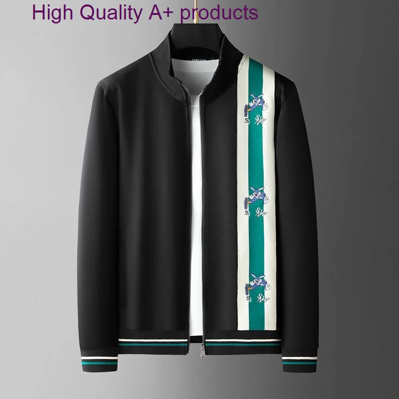 

Brand high-end embroidered sweater cardigan men's autumn and winter personality handsome splicing casual sports jacket