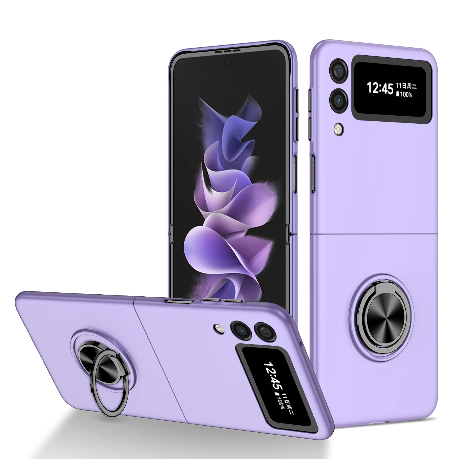 

Luxury Fashion Anti-Scratch Kickstand Ring Holder Case For Samsung Galaxy Z Flip 3 5G Flip3 Non-Slip Skin Protective Cover