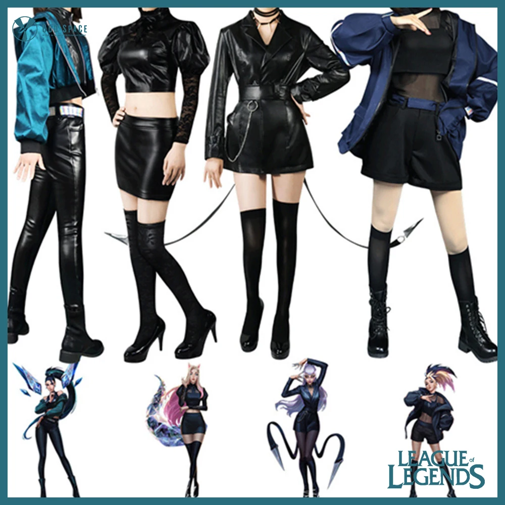 

Лига Легенд Косплей Костюм KDA серии Ahri Akali KaiSa Evelynn сексуальная одежда для девушек полный костюм Хэллоуин женский комплект