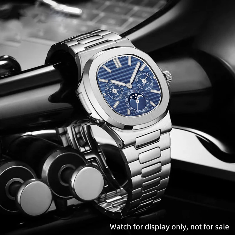 Фото Для Patek Philippe Nautilus браслет 5711 1A010 ремешок из нержавеющей стали с приподнятым стальным ремнем 13 мм мужской полипропиленовый металлический полоса серебро розовое золото №2