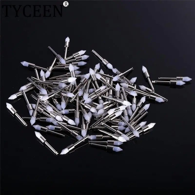 

100 шт., одноразовая белая полировальная щетка с заостренной головкой