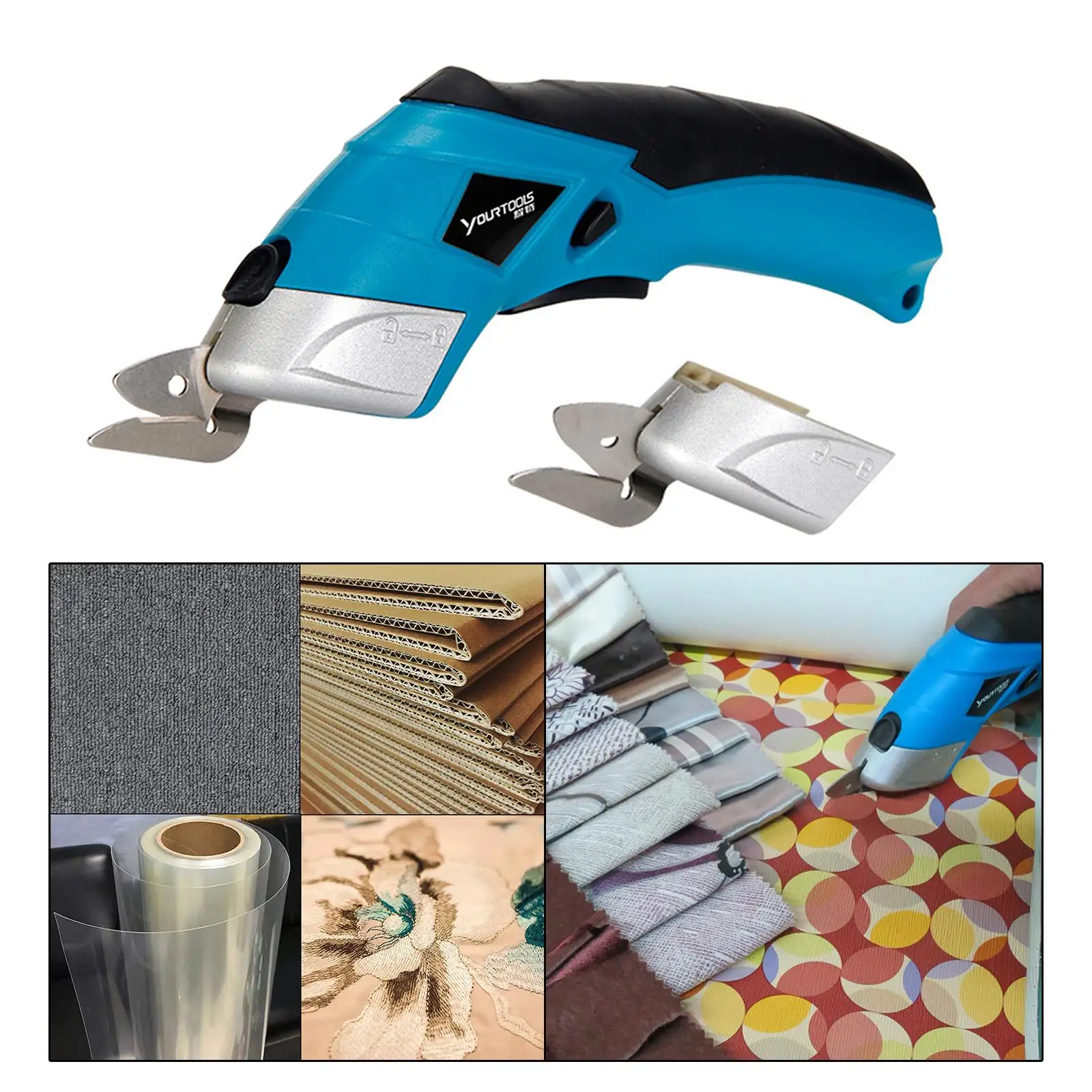 

Electric Scissor Fabric Rechargeable Shears Scissors Cutting Tool with 2 Cutting for Cutting Leather Carpet Cardboard
