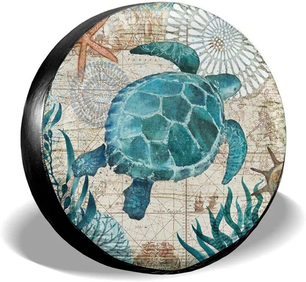 MSGUIDE Spare Tire Cover Sea Turtle for Jeep Trailer Rv Truck 14 15 16 17 Inch Sunscreen Dustproof Corrosion Proof Wheel Cover