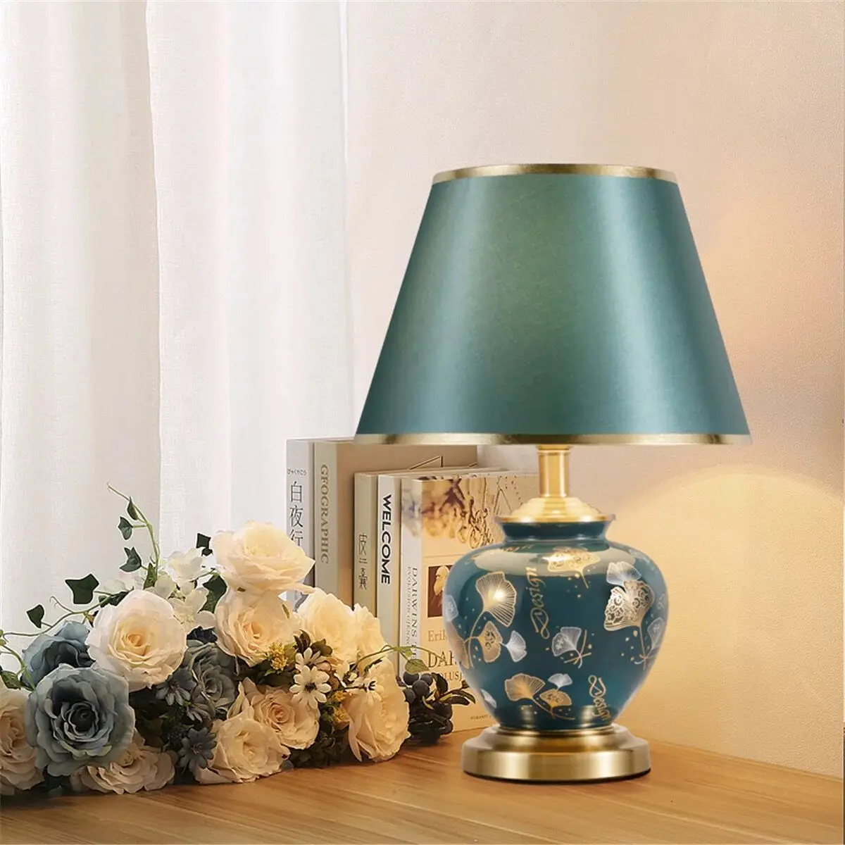 Современная Зеленая Керамическая Настольная лампа AFRA светодиодный креативный