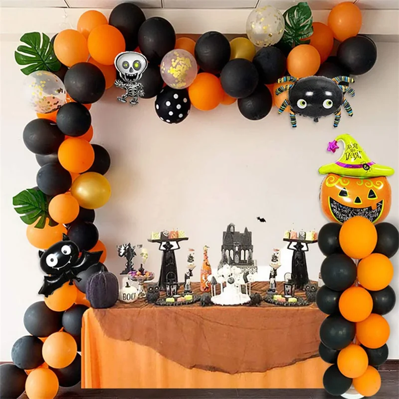 

Тематические черные фотообои на Хэллоуин, фотообои с рисунком паука, летучей мыши, тыквы, фольгированные украшения для дня рождения