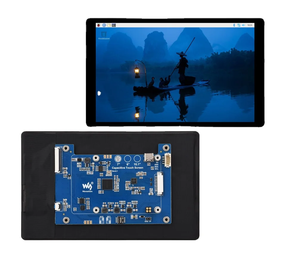 Фото 7-дюймовый DSI LCD (E) дисплей Waveshare с емкостным сенсорным экраном для Pi, 1280x800 IPS, оптическое соединение, закаленное стекло, 10-точечный сенсорный ввод DSI №1