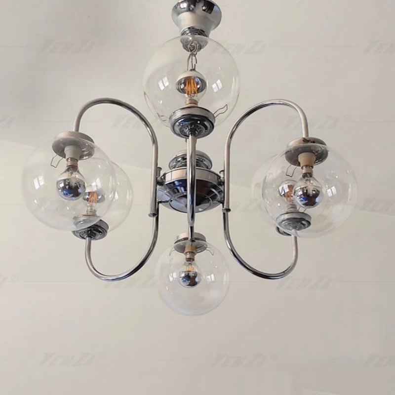 

Italy Medieval Space Age Chandelier Living Room Simple Modern Bedroom Bauhaus Style Glass Lamps