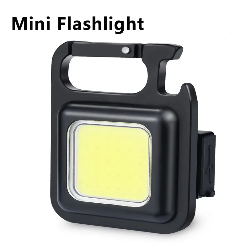 

1PC Portable Flashlight Work Light Pocket Mini Flashlight Keychains Corkscrew USB Rechargeable Outdoor Camping Light Lamp