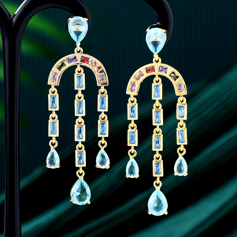 

GODKI 48 мм весенние Разноцветные серьги для женщин Свадебная вечеринка индийские Дубай Свадебные ювелирные изделия Букле d'oreille femme подарок