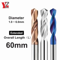 yzh carbide twist drill total length 60mm solid tungsten bits hrc505565 cnc straight handle drilling hole for metal iron steel
