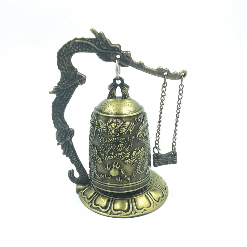 Buddhism Temple Brass Copper Dragon Bell Clock Carved Statue Lotus Buddha Arts Home Crafts Decoration | Дом и сад