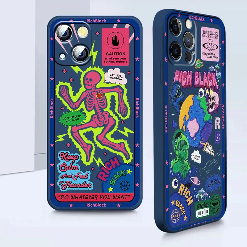 

Luxury Art Trend Poster Phone Case For Apple iPhone 14 13 12 Mini 11 XS Pro Max X XR 8 7 Plus SE 2020 Liquid Rope TPU Cover