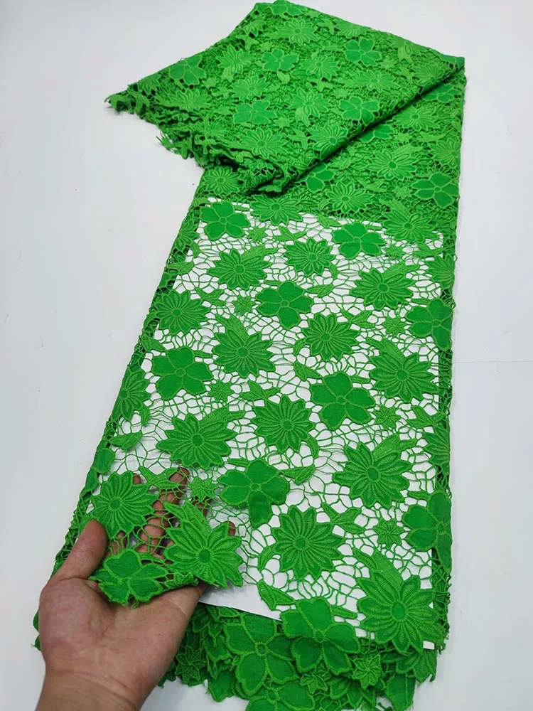 

Latest French African Swiss Lace Fabric Soft Nigerian Guipure Water Soluble Cord Lace Fabric With Stones For Wedding Dress Party