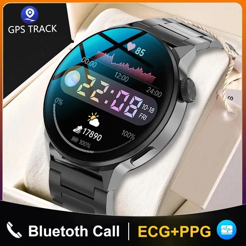 

New 390*390 HD Screen NFC Smart Watch Men Bluetooth Call Sport GPS Track Watch Custom Dial Heart Rate ECG PPG Smartwatch For Men