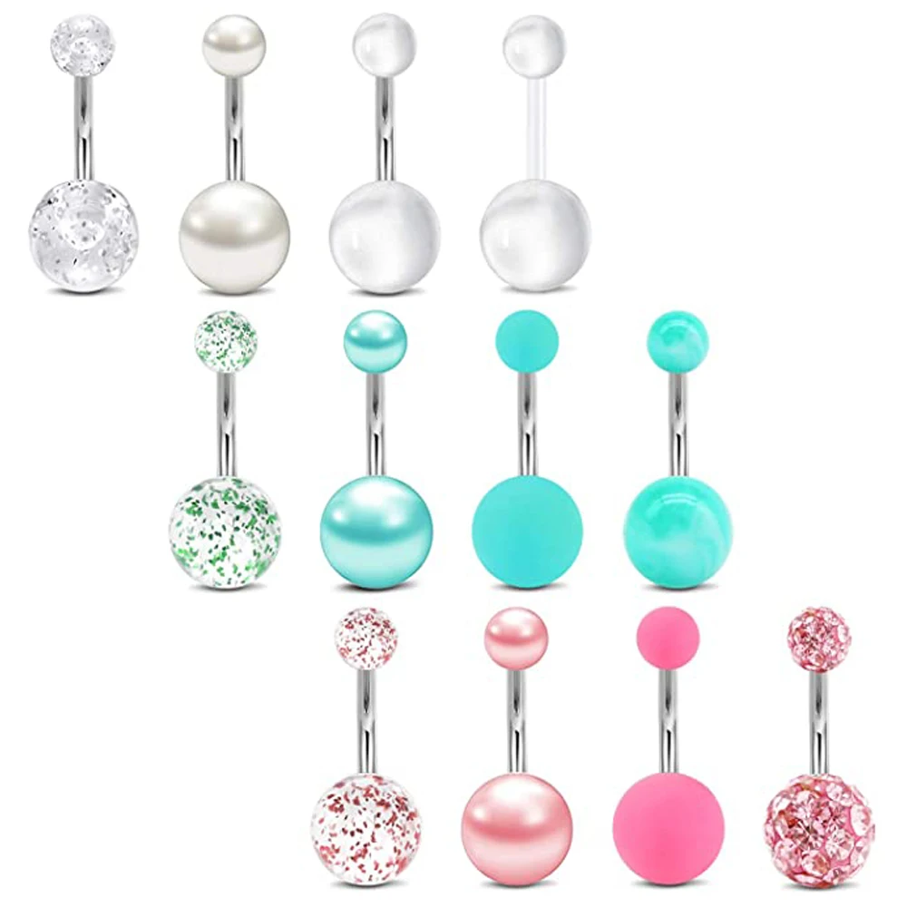 Кольцо WKOUD на пупок из хирургической нержавеющей стали 14 г жемчужное кольцо живот