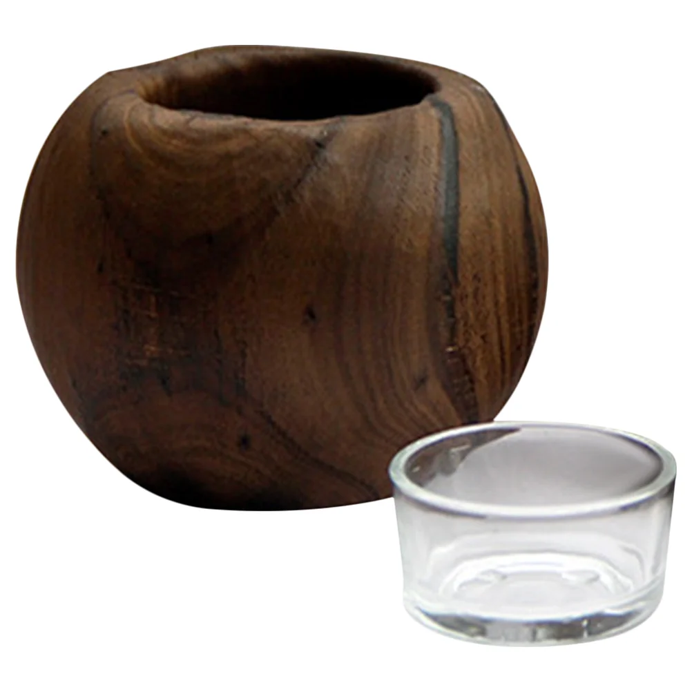 

Wood Candlestick Holders Wooden Tea Light Stand Candlesticks Adornment Table Books Decor